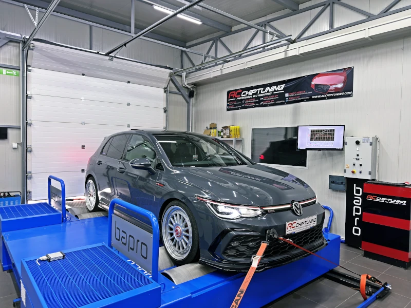 VW Golf 8 GTI 2.0 TSI 245HP 2021MY DSG Dyno-Ergebnis aus der AC ChipTuning Werkstatt